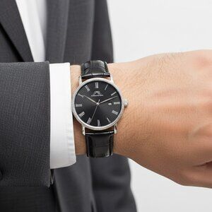 NWT Authentic Porsamo Bleu Veritas 1 Quartz Black Dial Men's Watch